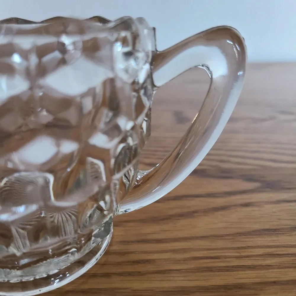 Cubist Style Crystal Open Sugar Bowl and Creamer Vintage Antique